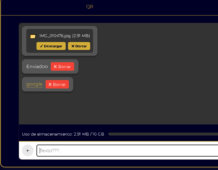 Mensaje rápido en el chat mientras se transfieren los archivos